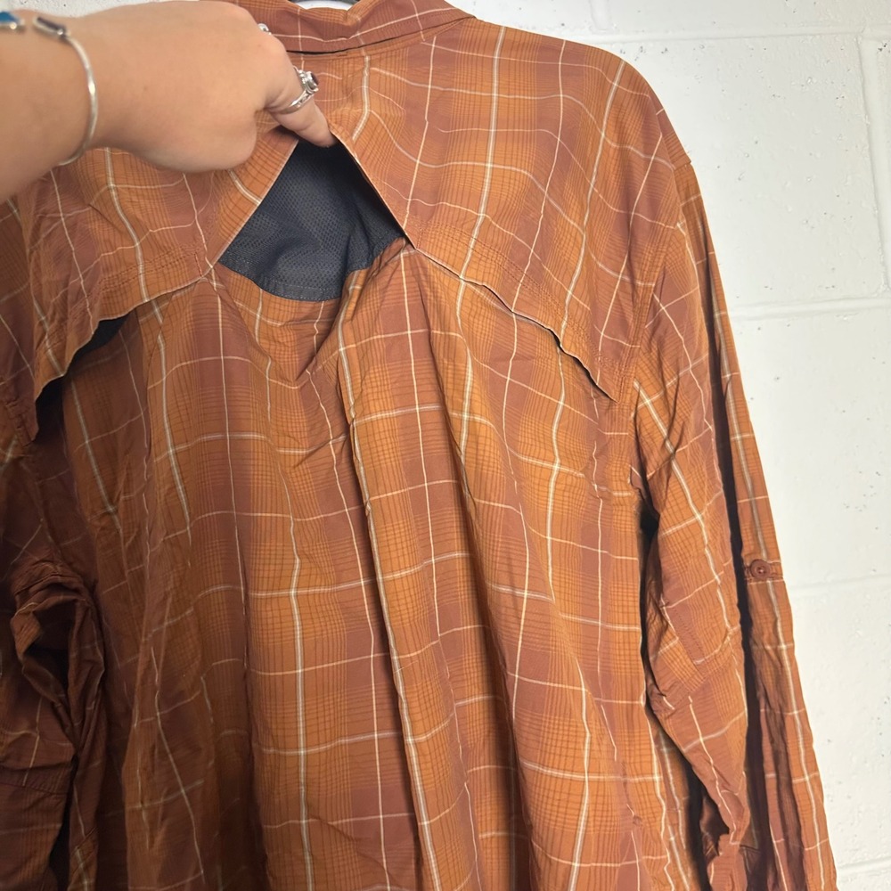 REI Co-op Sahara Mens 3XL Rust Orange Plaid Long Sleeve Ventilated Hiking Shirt - Picture 6 of 6
